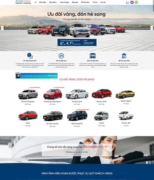 Website bán xe Hyundai